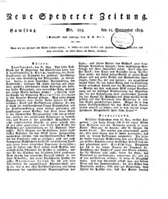 Neue Speyerer Zeitung Samstag 11. September 1819