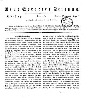 Neue Speyerer Zeitung Dienstag 21. September 1819