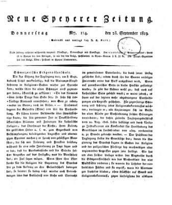 Neue Speyerer Zeitung Donnerstag 23. September 1819