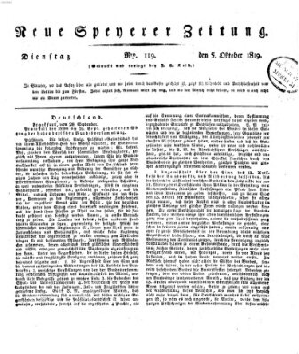 Neue Speyerer Zeitung Dienstag 5. Oktober 1819