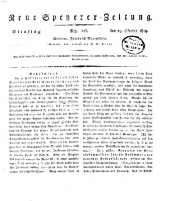 Neue Speyerer Zeitung Dienstag 19. Oktober 1819