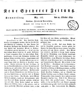 Neue Speyerer Zeitung Donnerstag 21. Oktober 1819