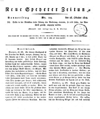 Neue Speyerer Zeitung Donnerstag 28. Oktober 1819