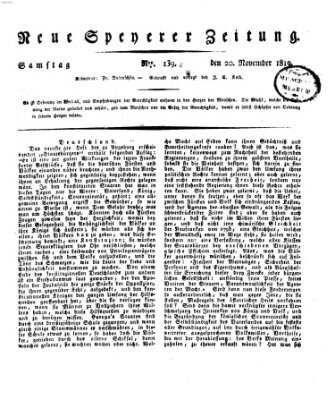 Neue Speyerer Zeitung Samstag 20. November 1819