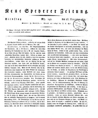 Neue Speyerer Zeitung Dienstag 23. November 1819