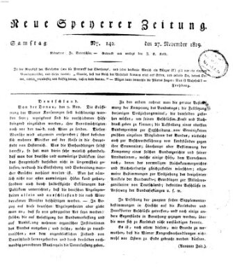 Neue Speyerer Zeitung Samstag 27. November 1819