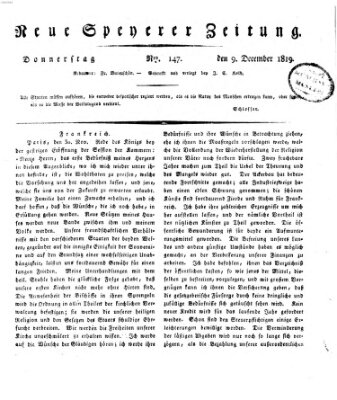 Neue Speyerer Zeitung Donnerstag 9. Dezember 1819