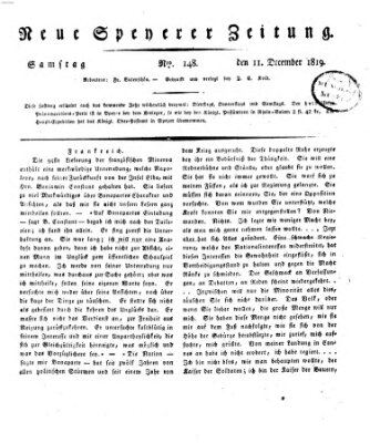 Neue Speyerer Zeitung Samstag 11. Dezember 1819