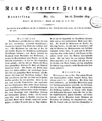 Neue Speyerer Zeitung Donnerstag 16. Dezember 1819