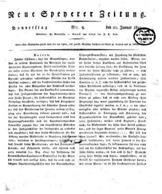 Neue Speyerer Zeitung Donnerstag 20. Januar 1820