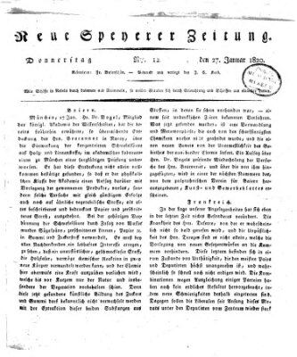 Neue Speyerer Zeitung Donnerstag 27. Januar 1820