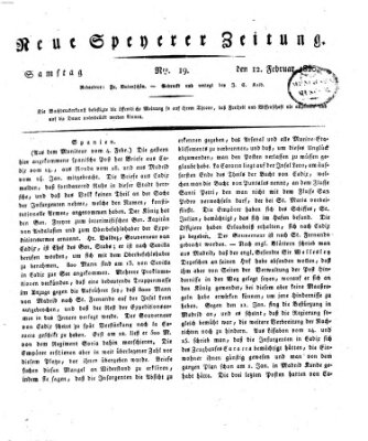 Neue Speyerer Zeitung Samstag 12. Februar 1820