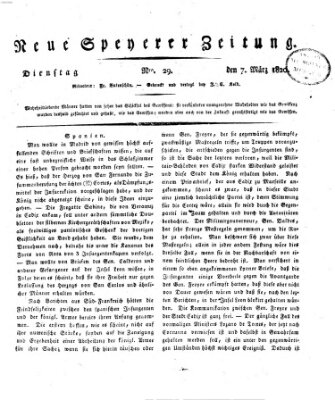 Neue Speyerer Zeitung Dienstag 7. März 1820