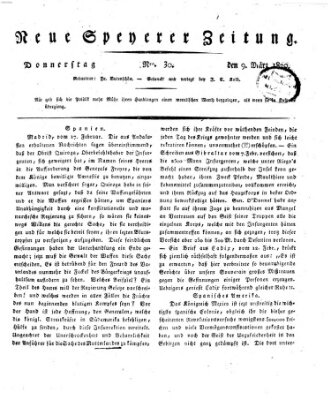 Neue Speyerer Zeitung Donnerstag 9. März 1820