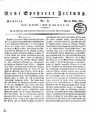 Neue Speyerer Zeitung Samstag 25. März 1820