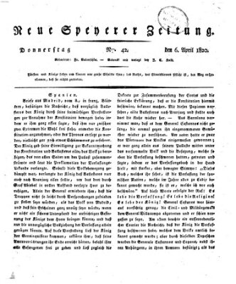 Neue Speyerer Zeitung Donnerstag 6. April 1820