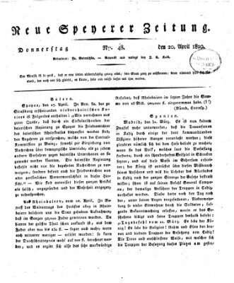 Neue Speyerer Zeitung Donnerstag 20. April 1820