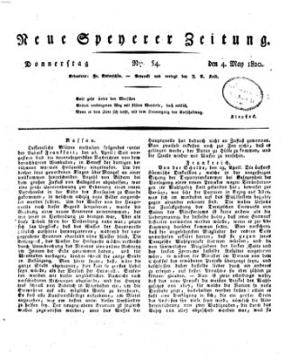 Neue Speyerer Zeitung Donnerstag 4. Mai 1820