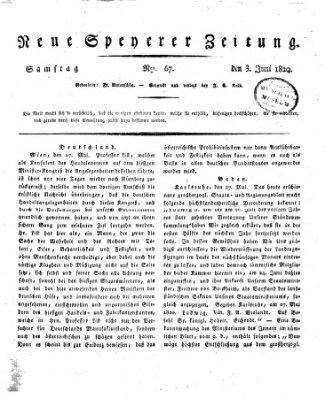 Neue Speyerer Zeitung Samstag 3. Juni 1820