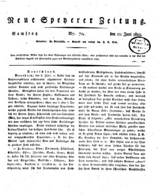 Neue Speyerer Zeitung Samstag 10. Juni 1820