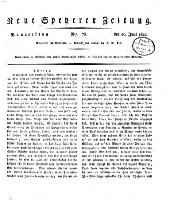 Neue Speyerer Zeitung Donnerstag 29. Juni 1820