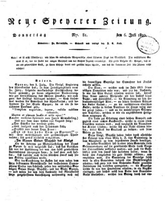 Neue Speyerer Zeitung Donnerstag 6. Juli 1820