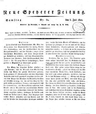 Neue Speyerer Zeitung Samstag 8. Juli 1820