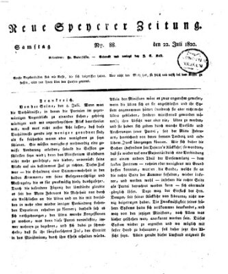 Neue Speyerer Zeitung Samstag 22. Juli 1820