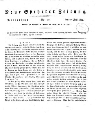 Neue Speyerer Zeitung Donnerstag 27. Juli 1820