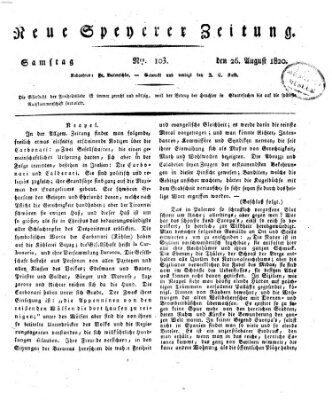 Neue Speyerer Zeitung Samstag 26. August 1820