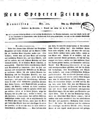 Neue Speyerer Zeitung Donnerstag 14. September 1820