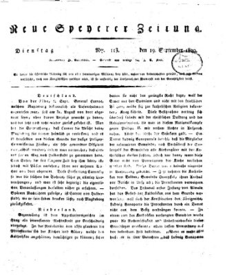 Neue Speyerer Zeitung Dienstag 19. September 1820