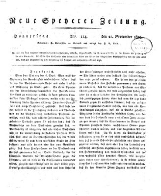 Neue Speyerer Zeitung Donnerstag 21. September 1820