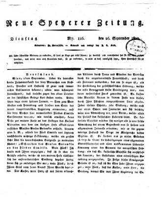 Neue Speyerer Zeitung Dienstag 26. September 1820