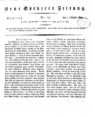 Neue Speyerer Zeitung Samstag 7. Oktober 1820