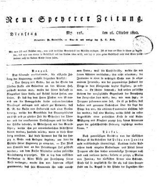 Neue Speyerer Zeitung Montag 16. Oktober 1820