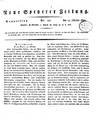 Neue Speyerer Zeitung Donnerstag 19. Oktober 1820