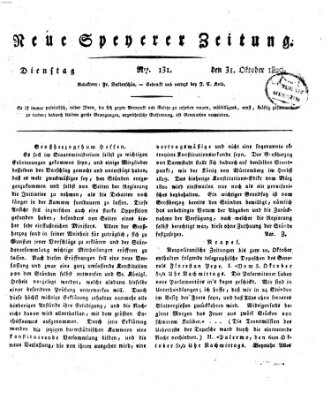 Neue Speyerer Zeitung Dienstag 31. Oktober 1820