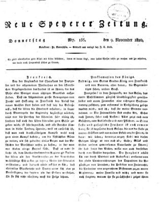 Neue Speyerer Zeitung Donnerstag 9. November 1820