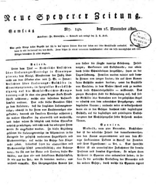 Neue Speyerer Zeitung Samstag 25. November 1820