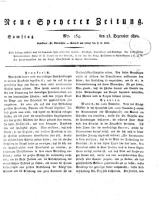 Neue Speyerer Zeitung Samstag 23. Dezember 1820