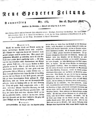 Neue Speyerer Zeitung Donnerstag 28. Dezember 1820