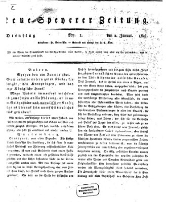 Neue Speyerer Zeitung Dienstag 2. Januar 1821