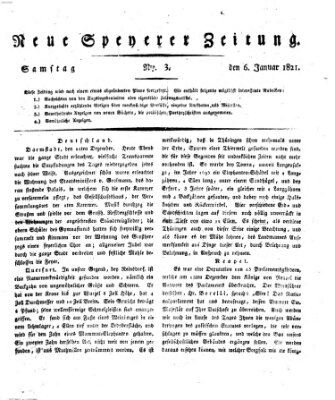 Neue Speyerer Zeitung Samstag 6. Januar 1821