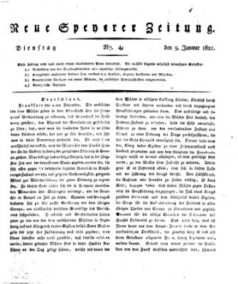 Neue Speyerer Zeitung Dienstag 9. Januar 1821