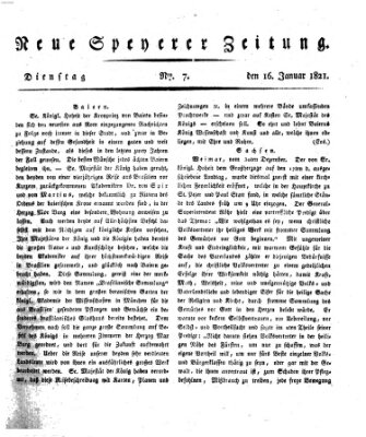 Neue Speyerer Zeitung Dienstag 16. Januar 1821