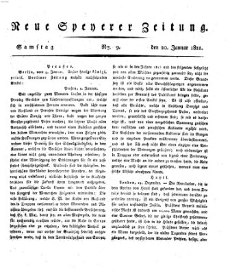 Neue Speyerer Zeitung Samstag 20. Januar 1821