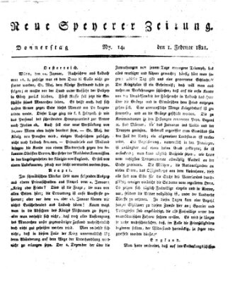 Neue Speyerer Zeitung Donnerstag 1. Februar 1821