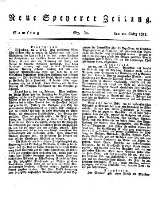 Neue Speyerer Zeitung Samstag 10. März 1821