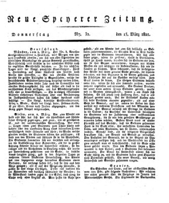 Neue Speyerer Zeitung Donnerstag 15. März 1821